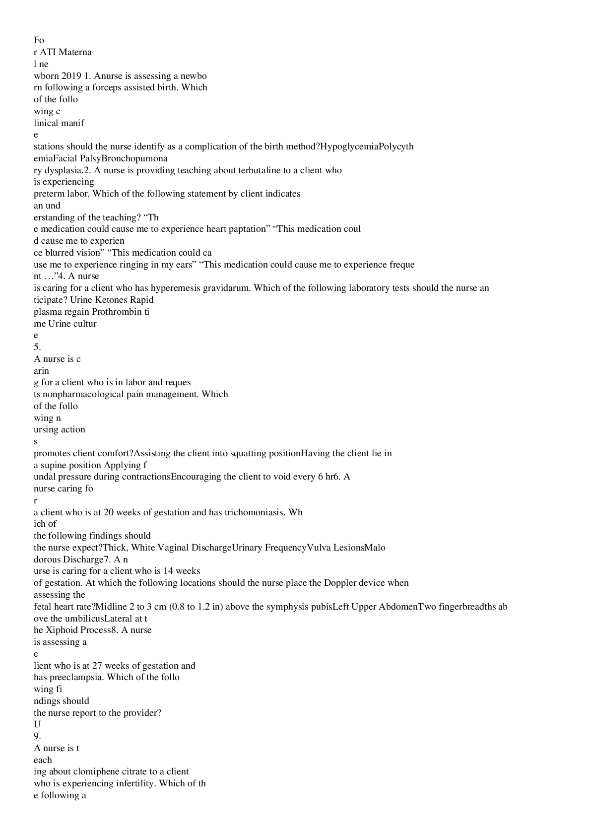 Preview image for ATI maternal newborn 2019